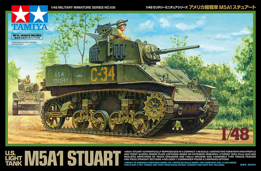 U.S Light Tank M5A1 Stuart 1:48 Model Kit by Tamiya