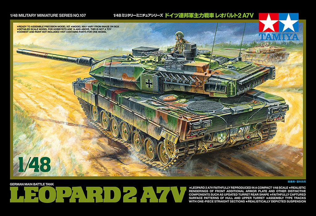 German MBT Leopard 2 A7V 1:48 Model Kit by Tamiya