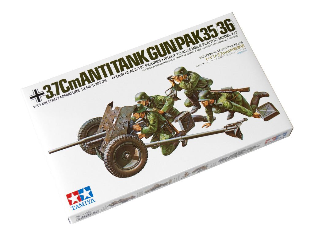 German 3.7cm Pak35/36 Anti-Tank Gun 1:35 Model Kit by Tamiya