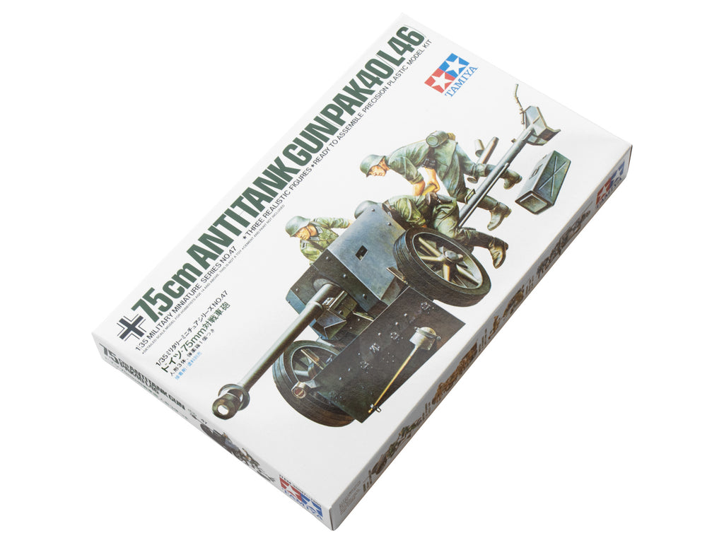 German 7.5cm Pak40/L46 Anti-Tank Gun 1:35 Model Kit by Tamiya