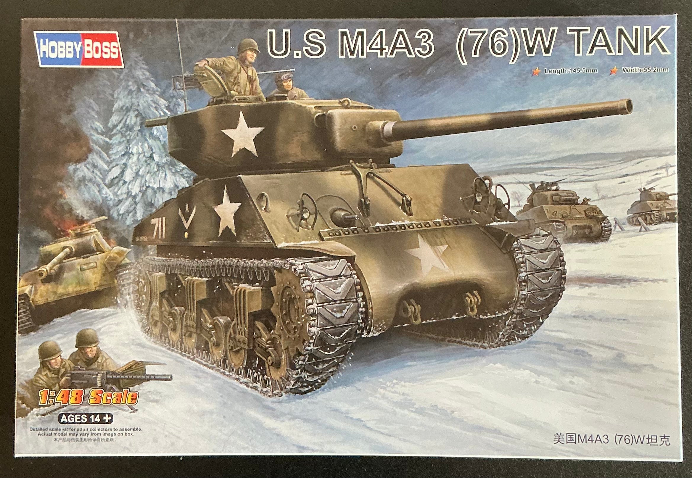 U.S. M4A3 (76) W Tank 1:48 Model Kit by Hobby Boss