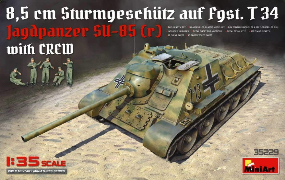 Jagdpanzer SU-85 (r) w/ Crew 1:35 Model Kit by MiniArt