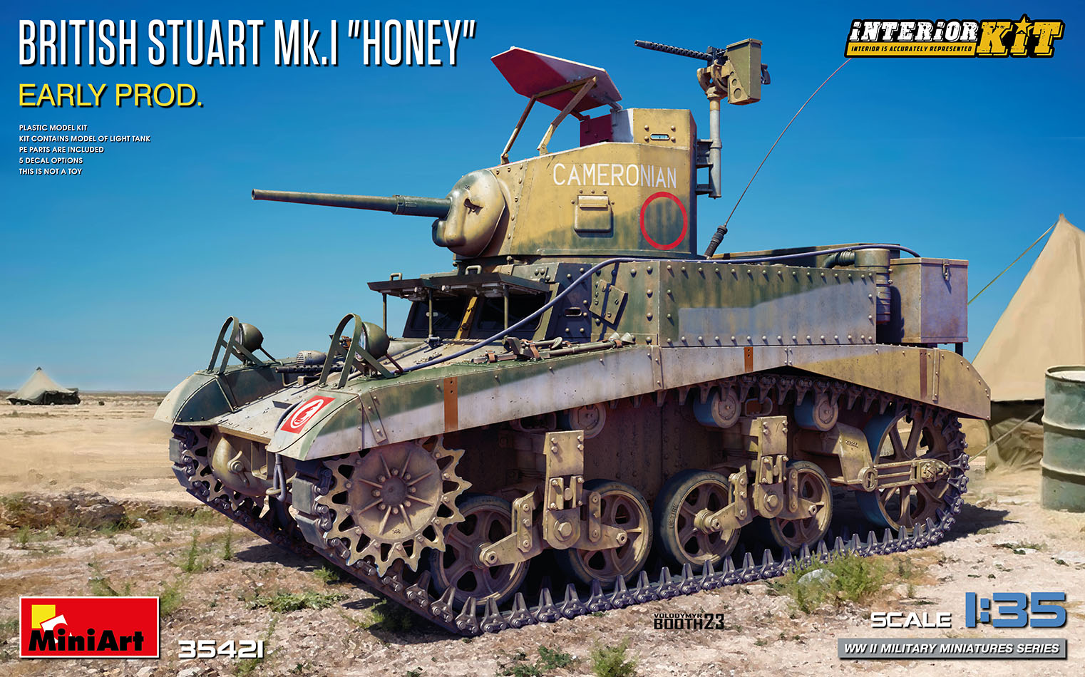 British Stuart Mk.I Honey w/ Interior (Early Prod.) 1:35 Model Kit by MiniArt