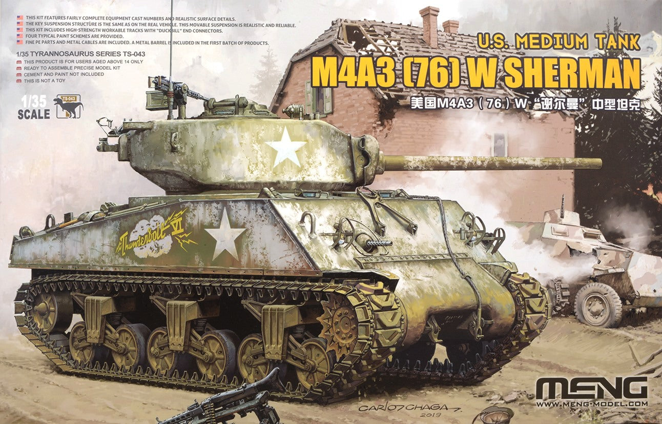 U.S. M4A3 (76) W Sherman Tank 1:35 Model Kit by Meng