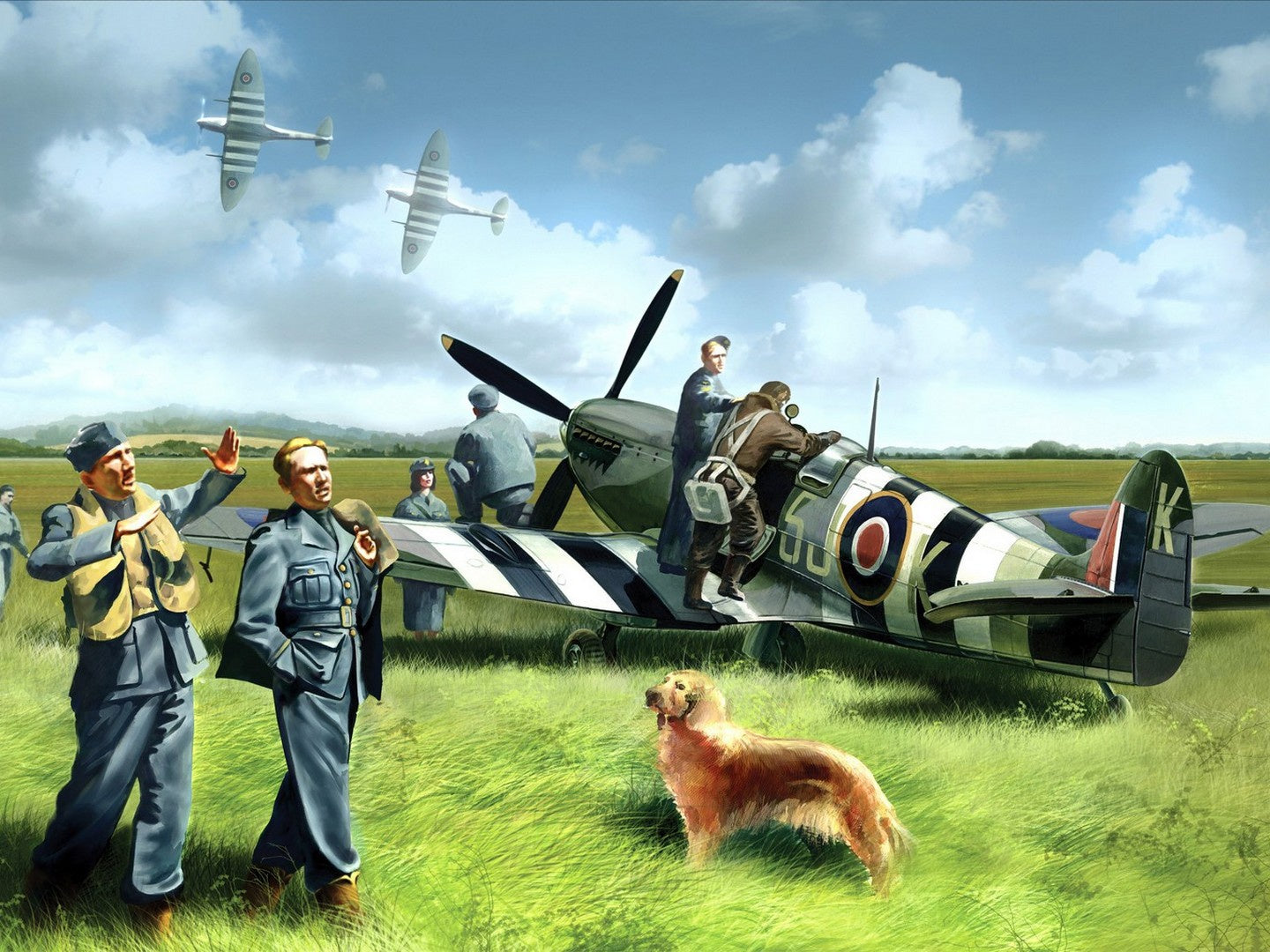 Spitfire Mk.IX With RAF Pilot and Groundcrew 1:48 Model Kit by ICM