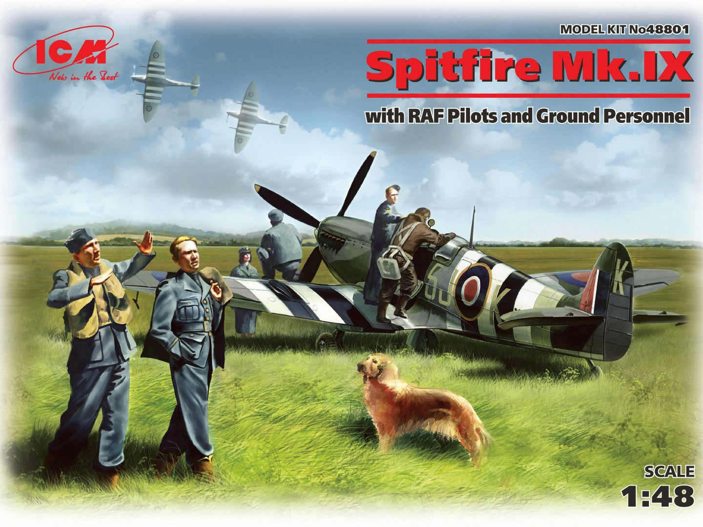 Spitfire Mk.IX With RAF Pilot and Groundcrew 1:48 Model Kit by ICM